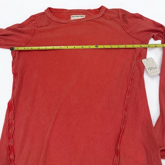 NWT Free People Seamed Long Sleeve Red Medium - Picture 7 of 9